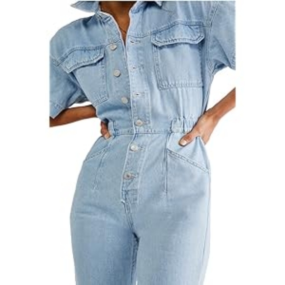 NEW! 🛍 FREE PEOPLE- Free People Marci Jumpsuit Clear Skies SM (Women's 4 - Picture 4 of 4